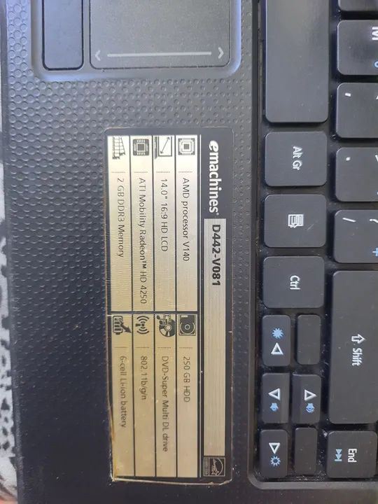 Notebook eMachines - para retirada de peças  - Foto 3