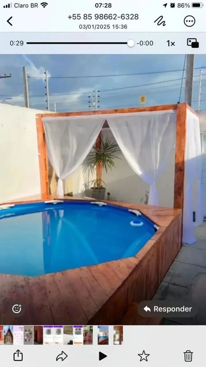 Piscina de plástico vinil de 5 mil litros com  deck de madeira - Foto 5