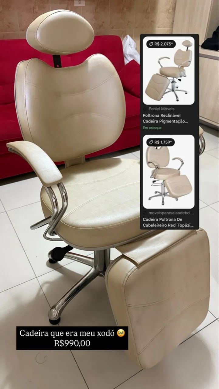 Cadeira Reclinável Estética, Cabeleireiro, Salão de beleza, Maquiagem - Topázio