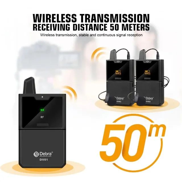 Microfone Lapela Sem Fio Duplo Uhf Debra Dv02 - Foto 3