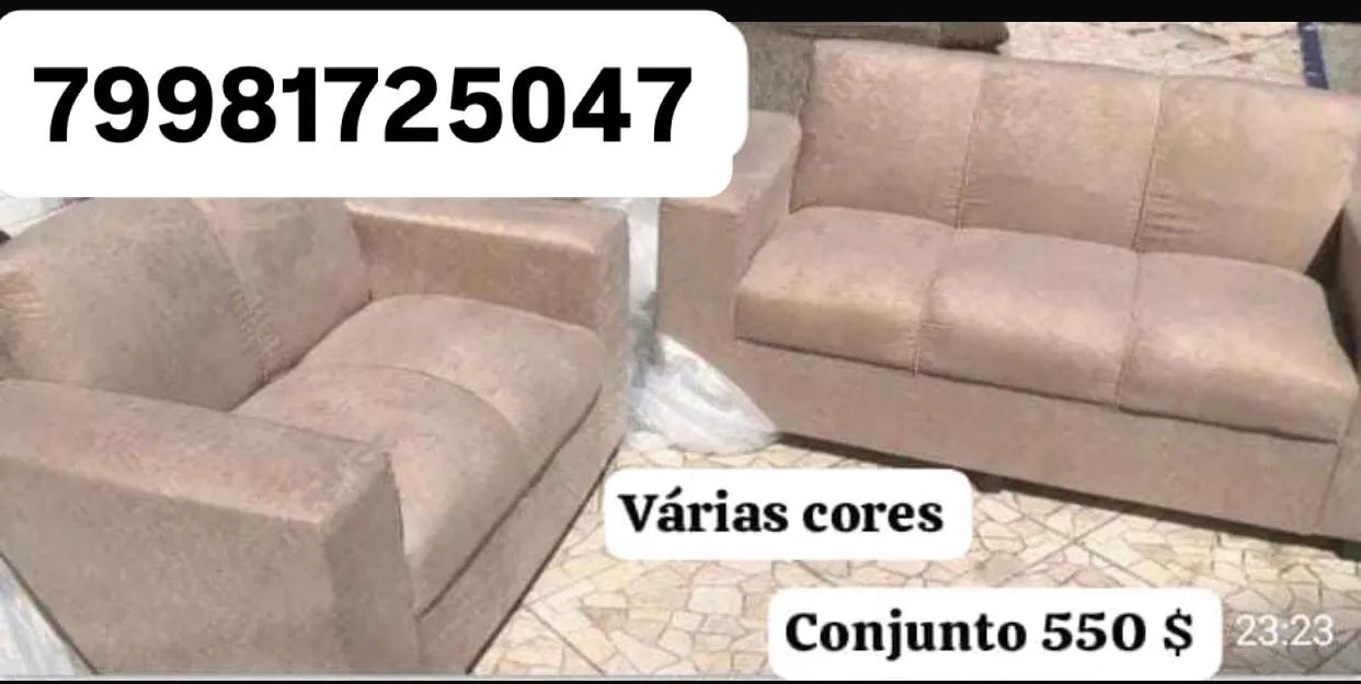 Conjunto de sofá dois e três lugares 