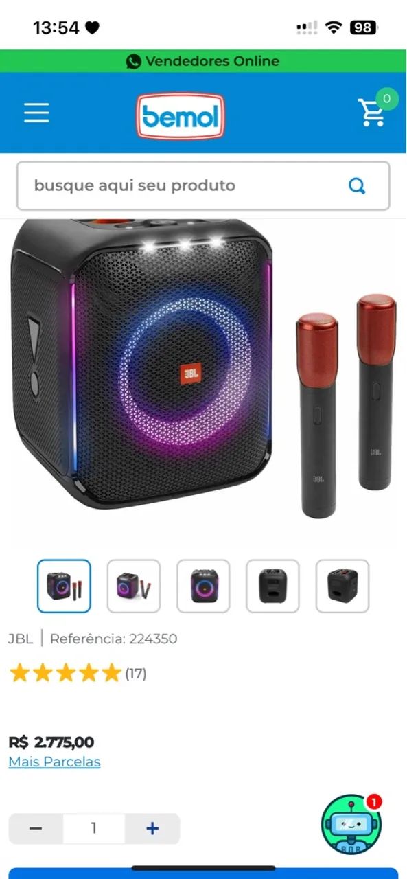 Caixa de Som JBL PartyBox Encore Essential com Microfones