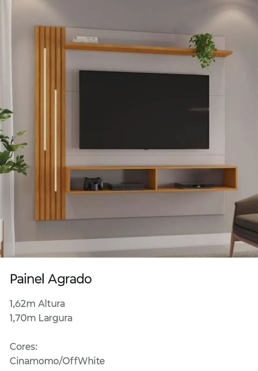Painel para TV moderno com nicho e prateleiras - Foto 2