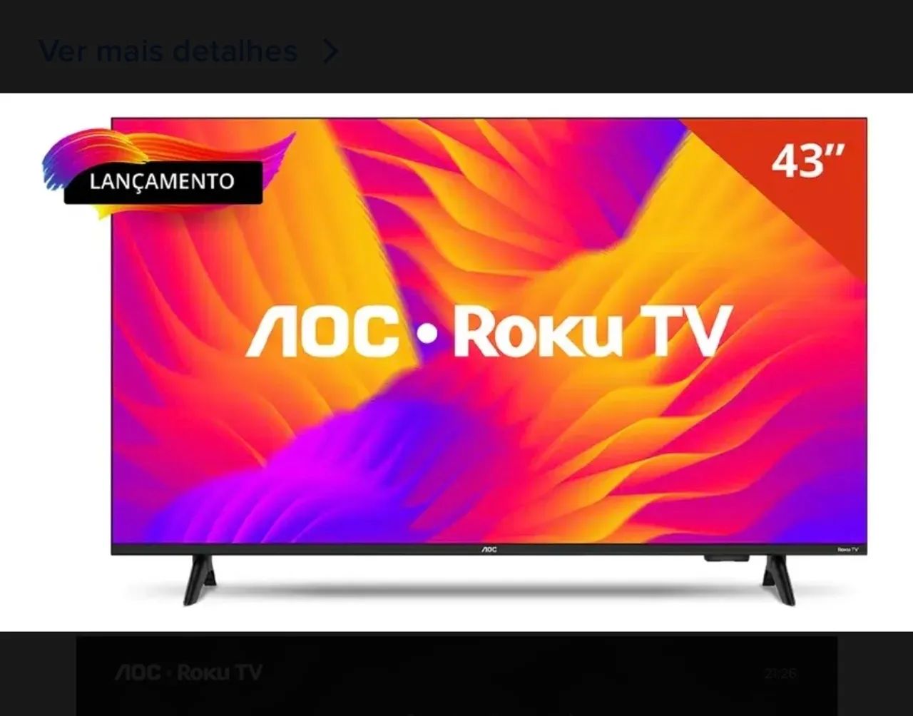 Smart TV 43" AOC FHD com Roku 43S5155/78G - Foto 5