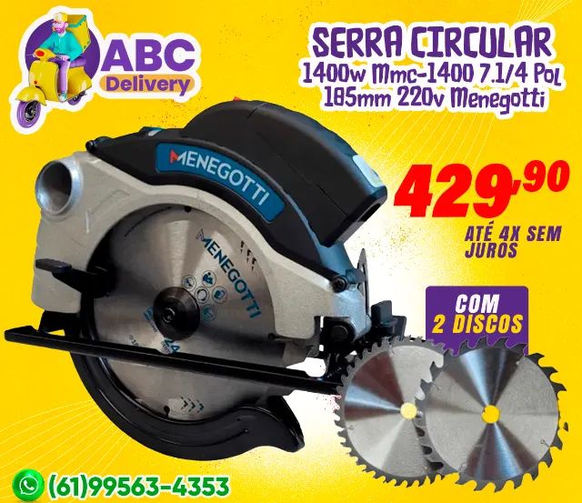 Serra Circular 1400w Mmc-1400 7.1/4 Pol 185mm 220v Menegotti