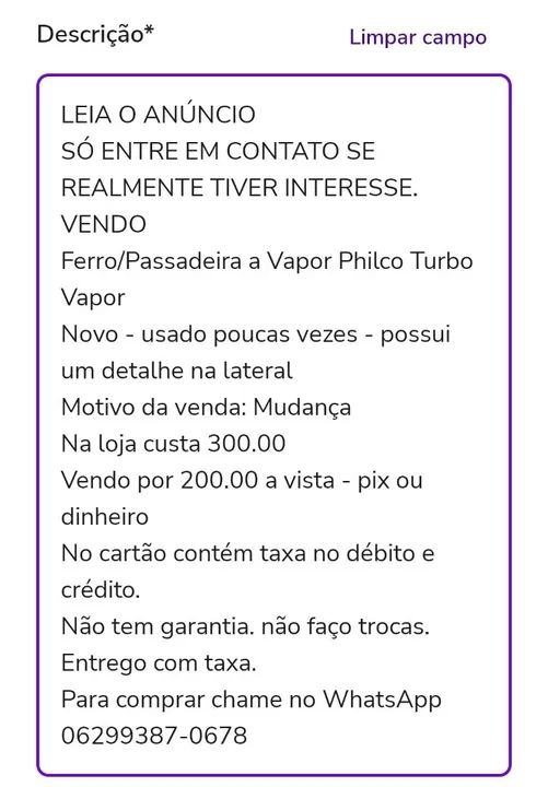 Ferro a Vapor Philco Turbo Vapor -  Passadeira a Vapor Portátil Philco - Foto 3