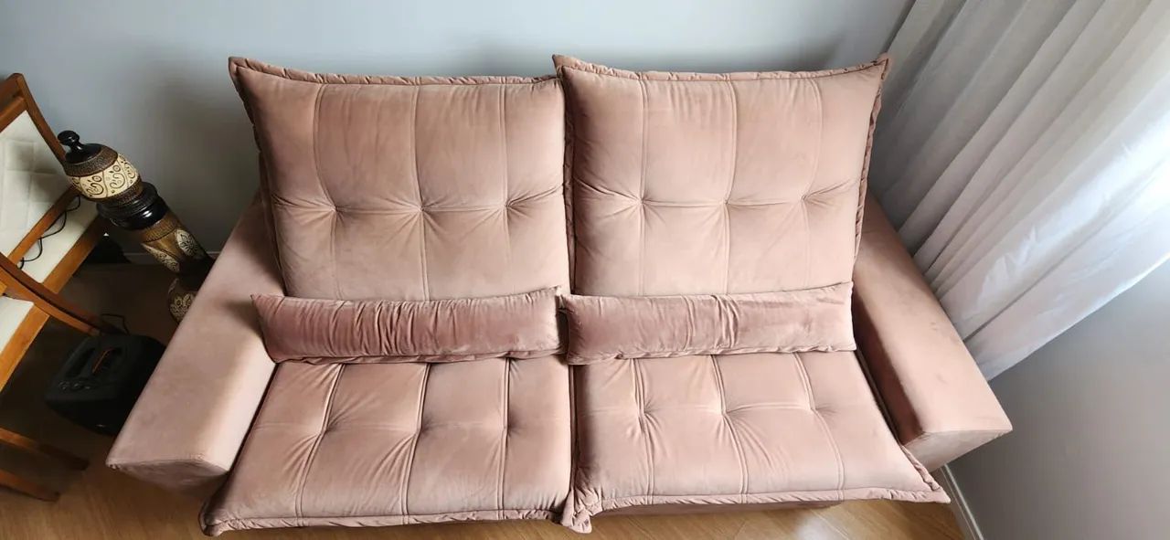 Sofá Cama de Canto em Suede Bege - Foto 2