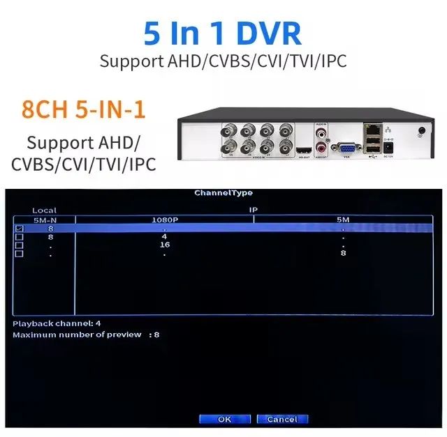 DVR Hiseeu CCTV, Câmera 5MP, 8CH, CCTV, DVR, 5 em 1, TVI, CVI, AHD, CVBS, IP, 1080p, XMEye - Foto 2