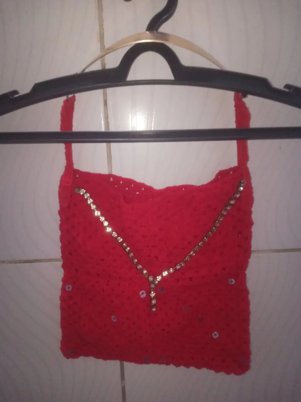 Bolsa Vermelha de Crochê Feminino  - Foto 3