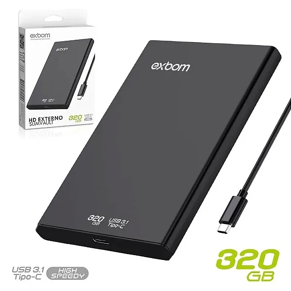 HD Externo 320Gb de 2.5 Polegadas Type C 3.1 (Disco Rígido) - Exbom em São Luís ma