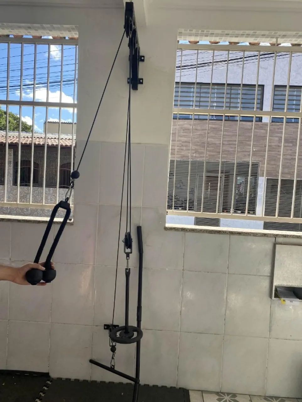 Mono Cross Over Musculação Treino Puxada Polia Alta E Baixa + Puxadores