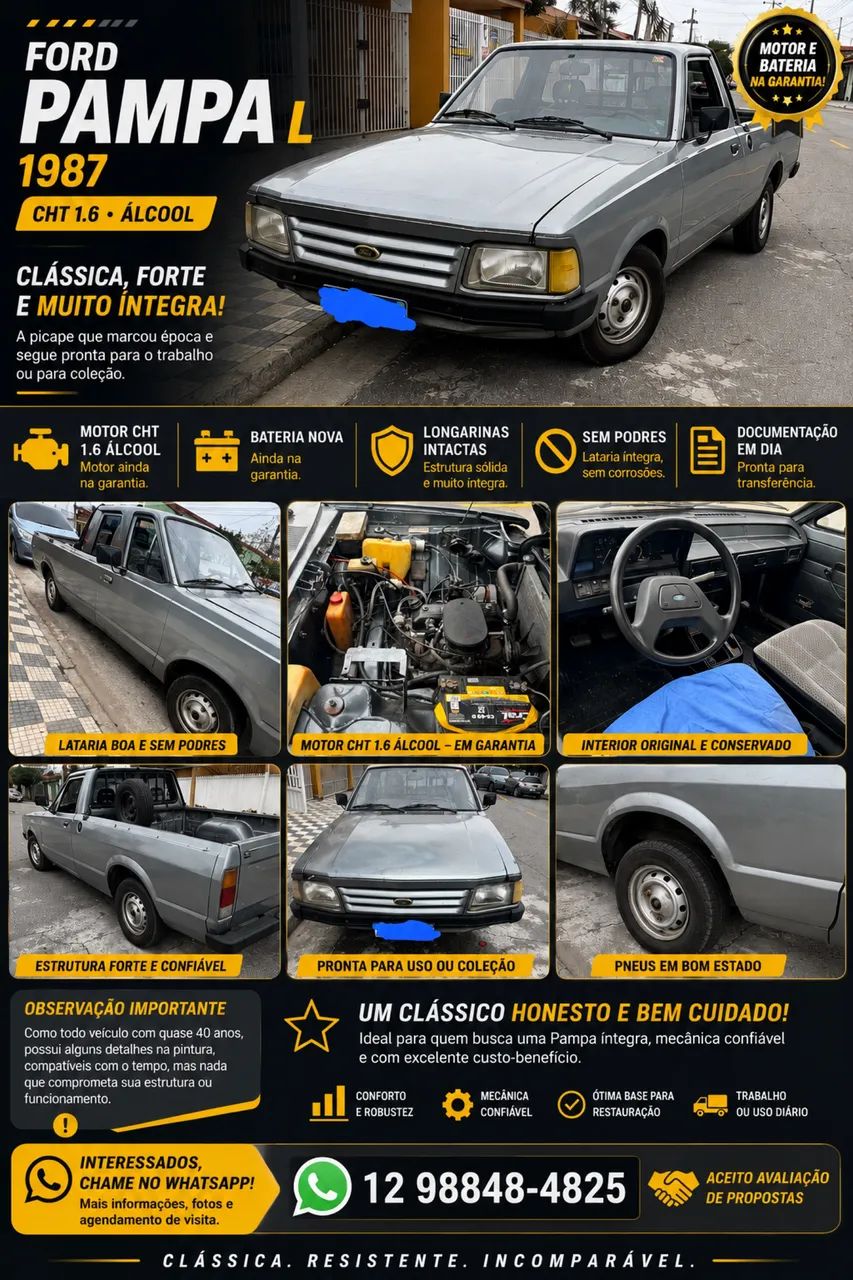 Ford Pampa GL 1.6/ 1.8 (álcool) 1987