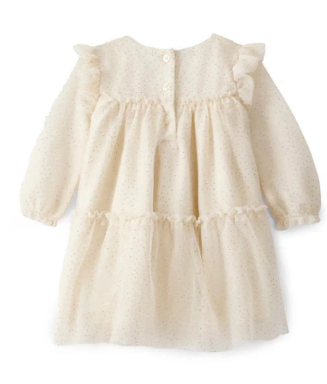 Vestido modelo evasê com tule de poá bege Carter?s, 3M usado apenas uma vez  - Foto 2