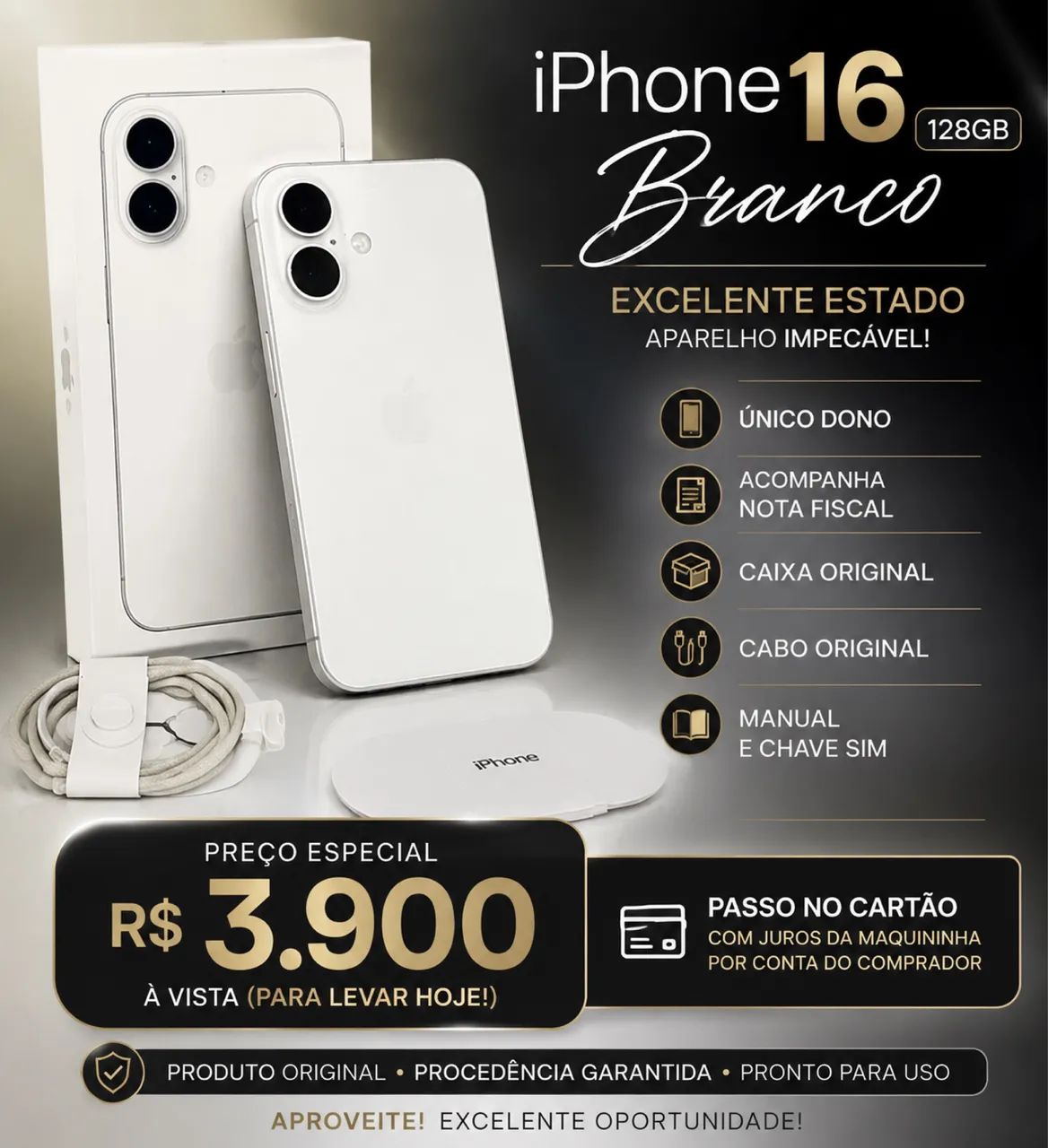 iPhone 16 branco 128G em ótimo estado - Foto 4