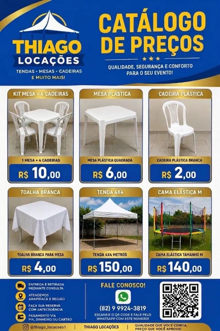 Aluguel Mesas cadeiras tendas