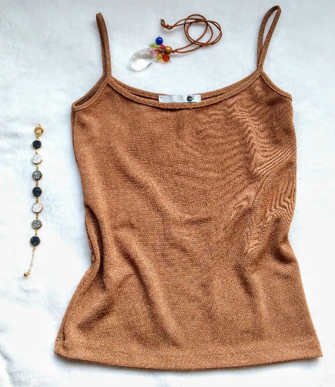 Blusinha lurex marrom e dourado