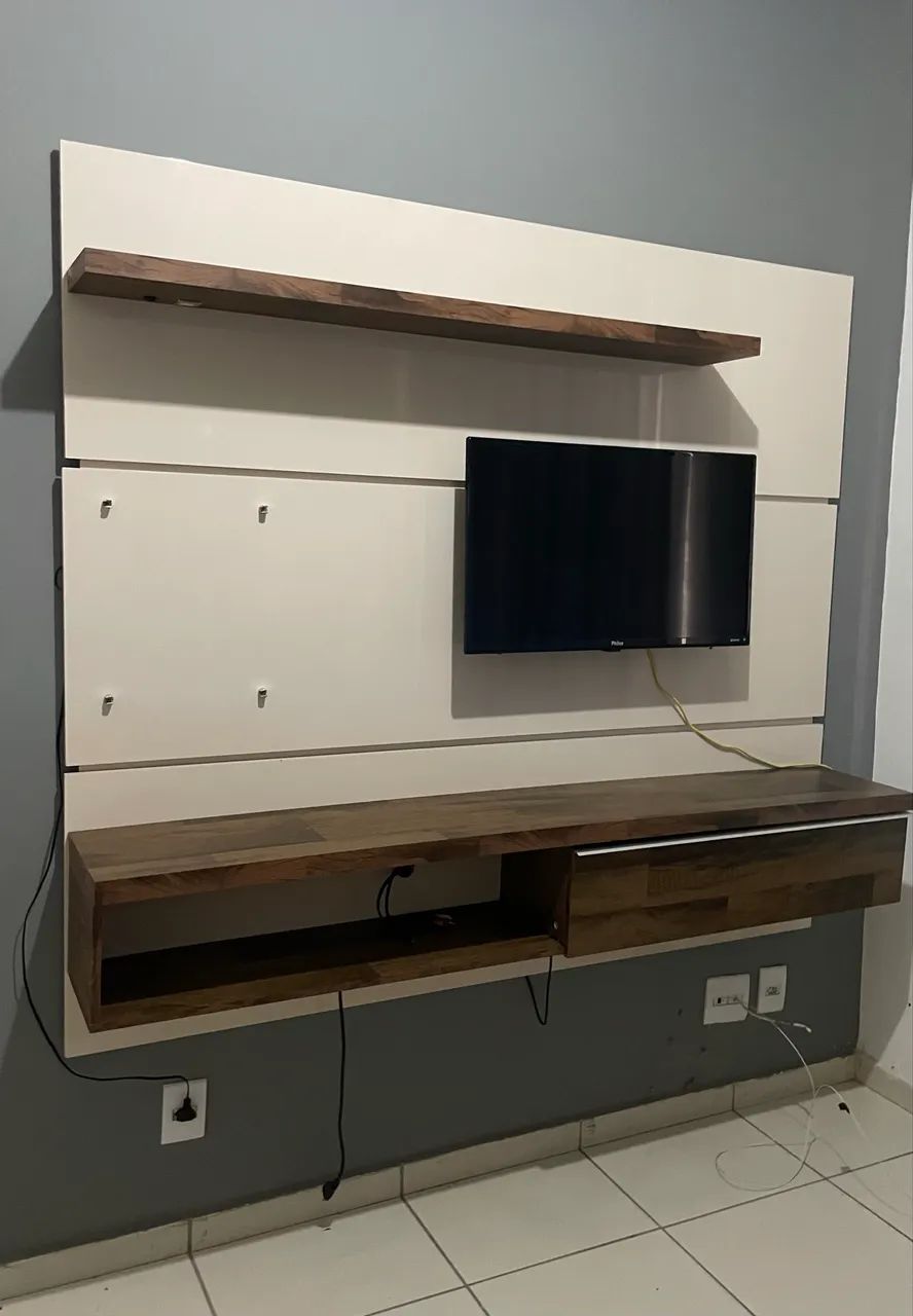     Rack Suspenso com Painel para TV e Prateleira - Moderno - Foto 3