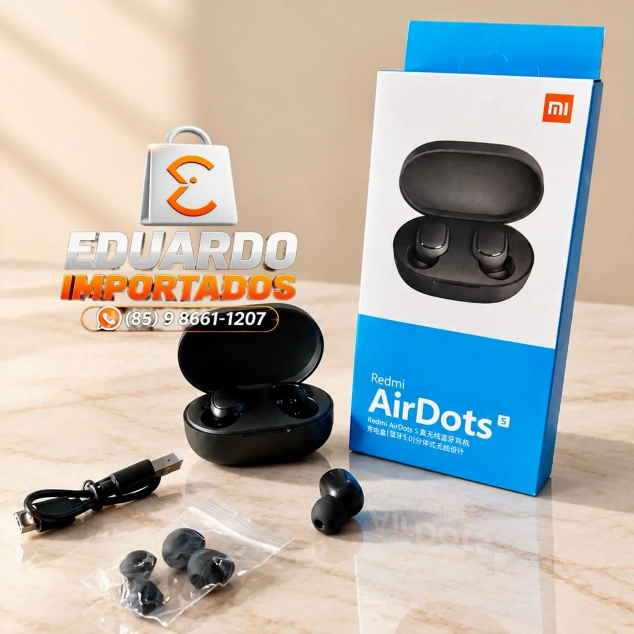 Fone Bluetooth  AirDots S, Sem Fio com Estojo de Carregamento