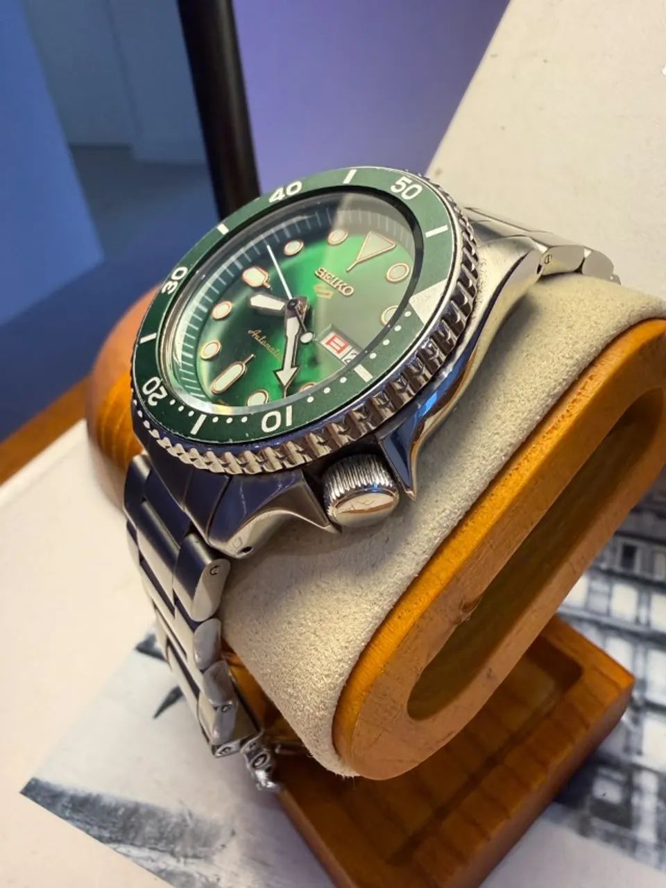 relógio seiko 5 sports automático srpd63k1 verde - Foto 2