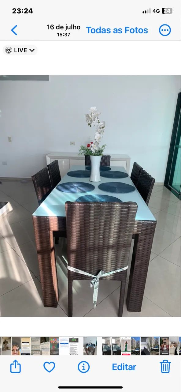 Mesa de jantar em alumínio e fibra 