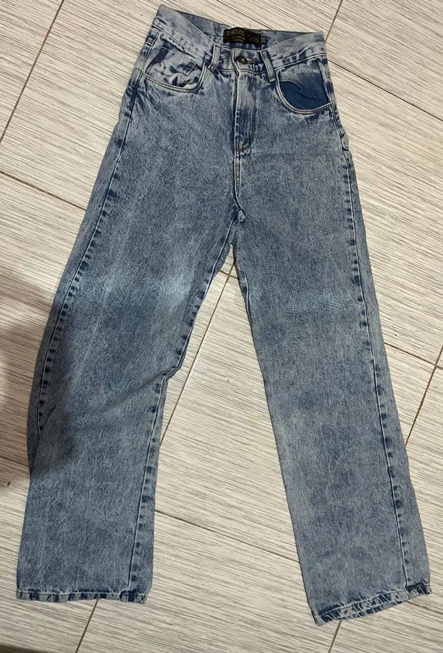 Calca Wide Leg Azul