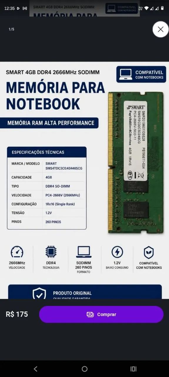 Memória ram ddr4 2666mhz para notebook  - Foto 4