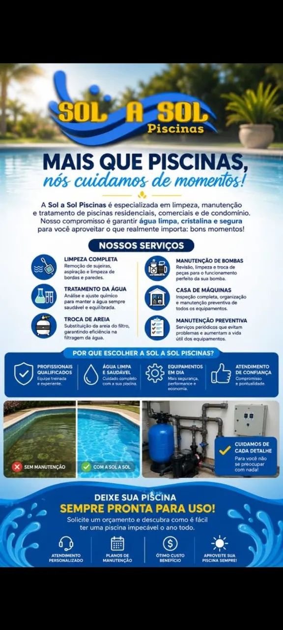 Limpeza e manutenção em piscinas