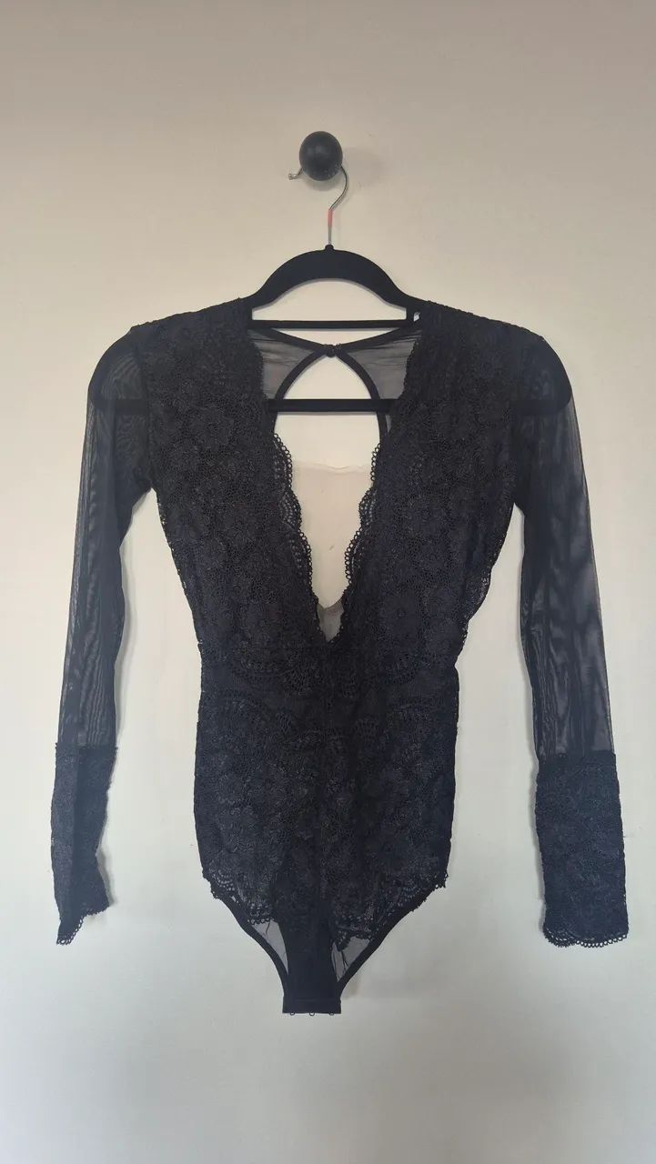 Body Duloren Renda Honey Bee Feminino - Preto - Foto 3