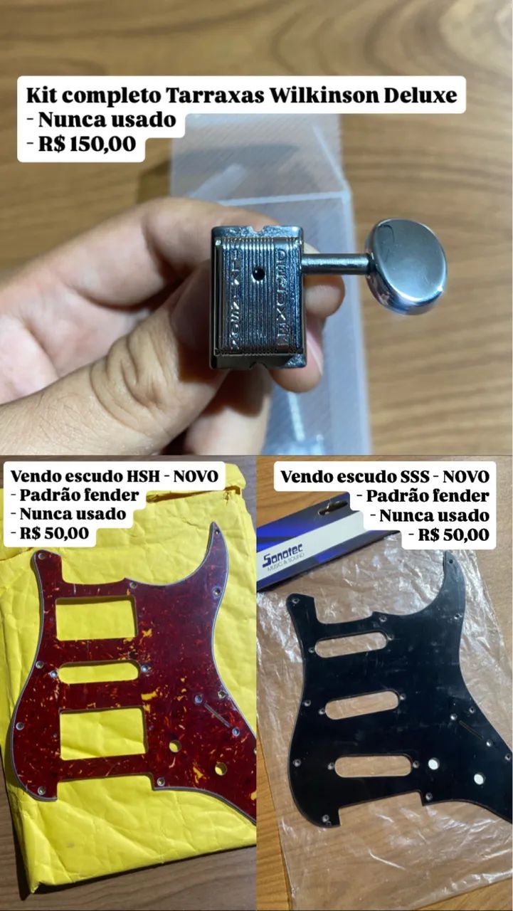Escudo Stratocaster NOVO, Tarraxas Vintage Wilkinson 
