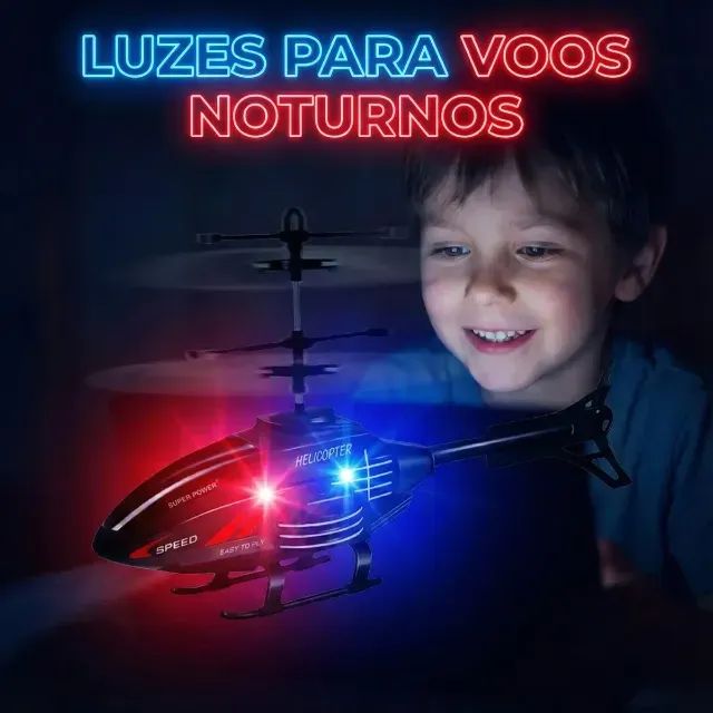 Mini Helicóptero Sensor de Mão Preto com Luz Para Crianças - Foto 2