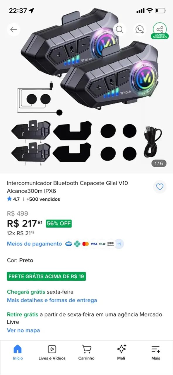 Par de Intercomunicador para capacete 