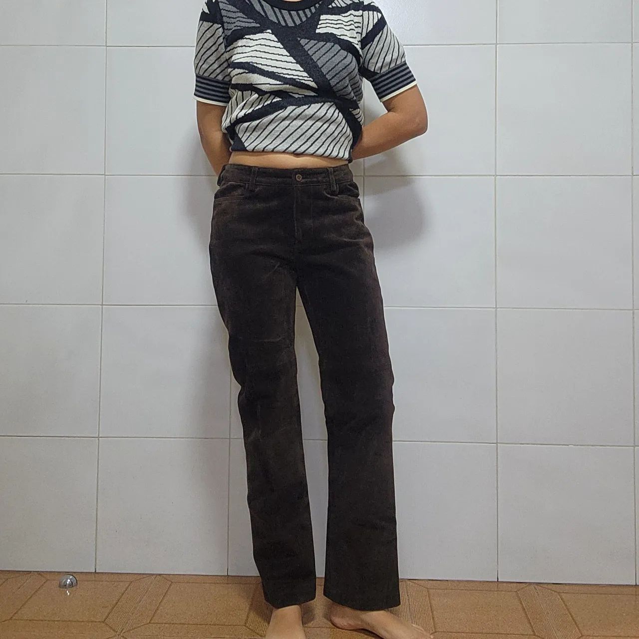 Calca de couro feminina gap 36