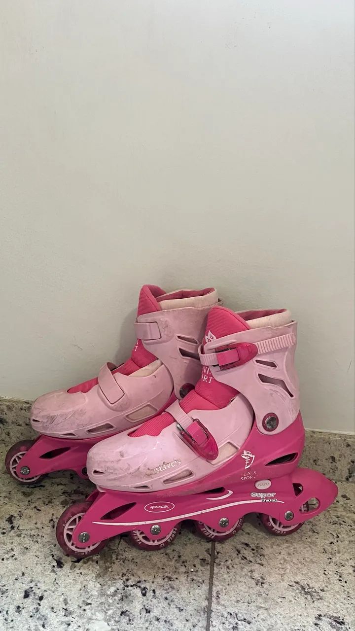 Patins Rosa Ajustável  - Foto 4