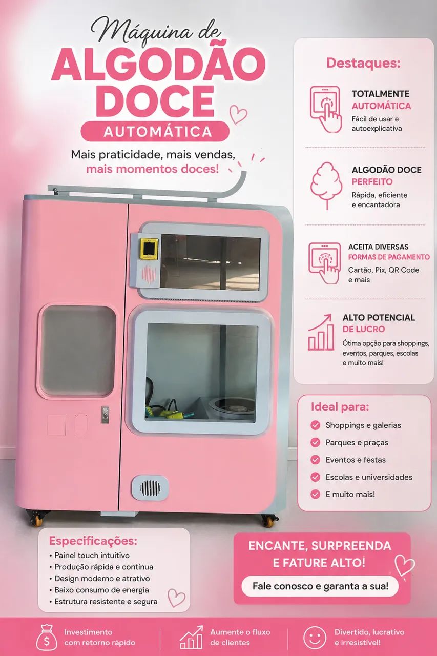 MÁQUINA AUTOMÁTICA DE ALGODÃO DOCE À VENDA