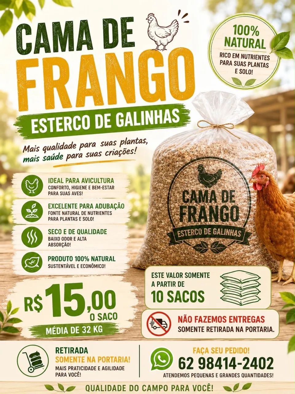 Cama de frango (esterco de galinha) 