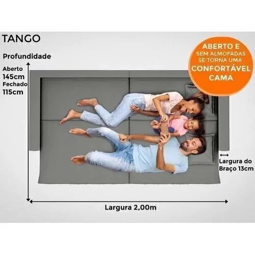 Sofá Tango 2,00m sem caixa, Retrátil e Reclinável Velosuede Bege - Foto 4