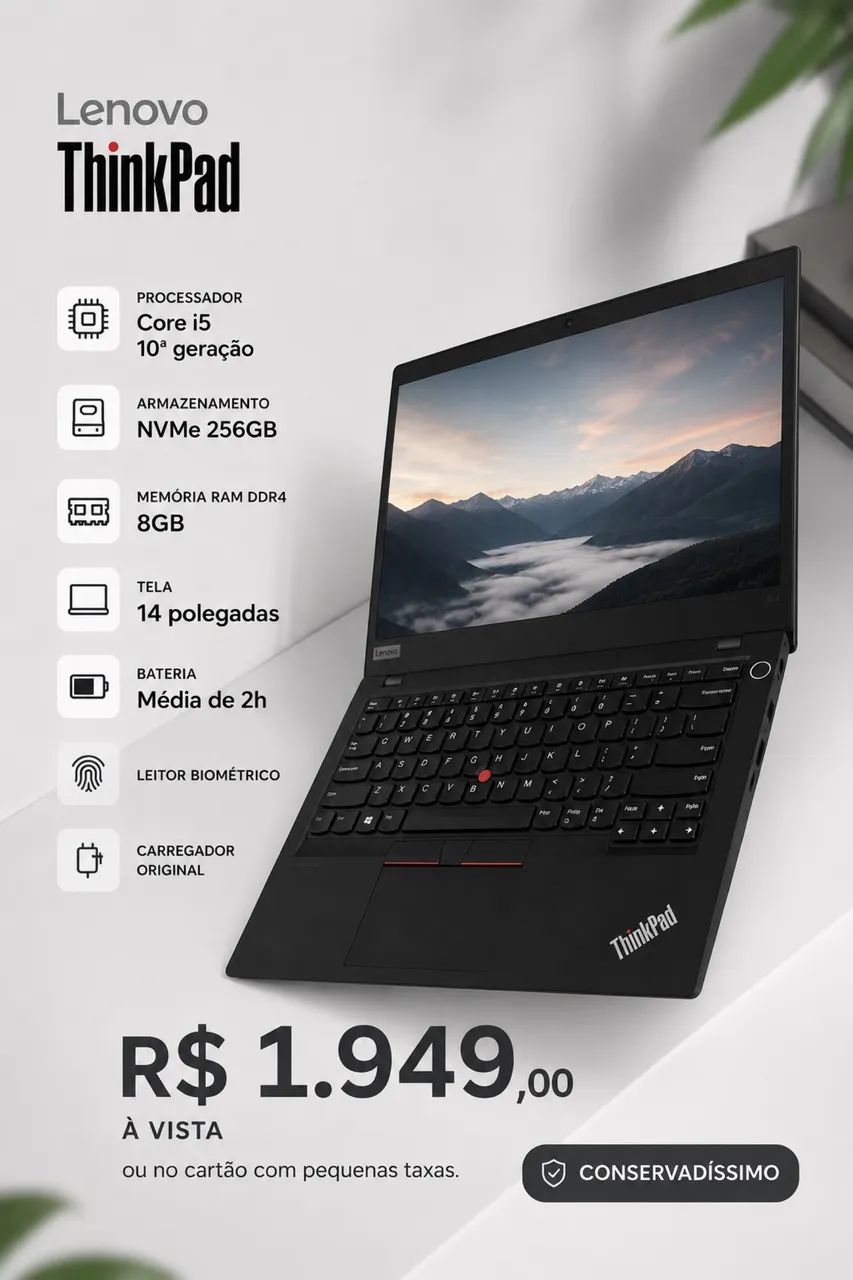 Lenovo thinkpad cori i5 de 10ª - Notebooks - Parque Estrela Dalva