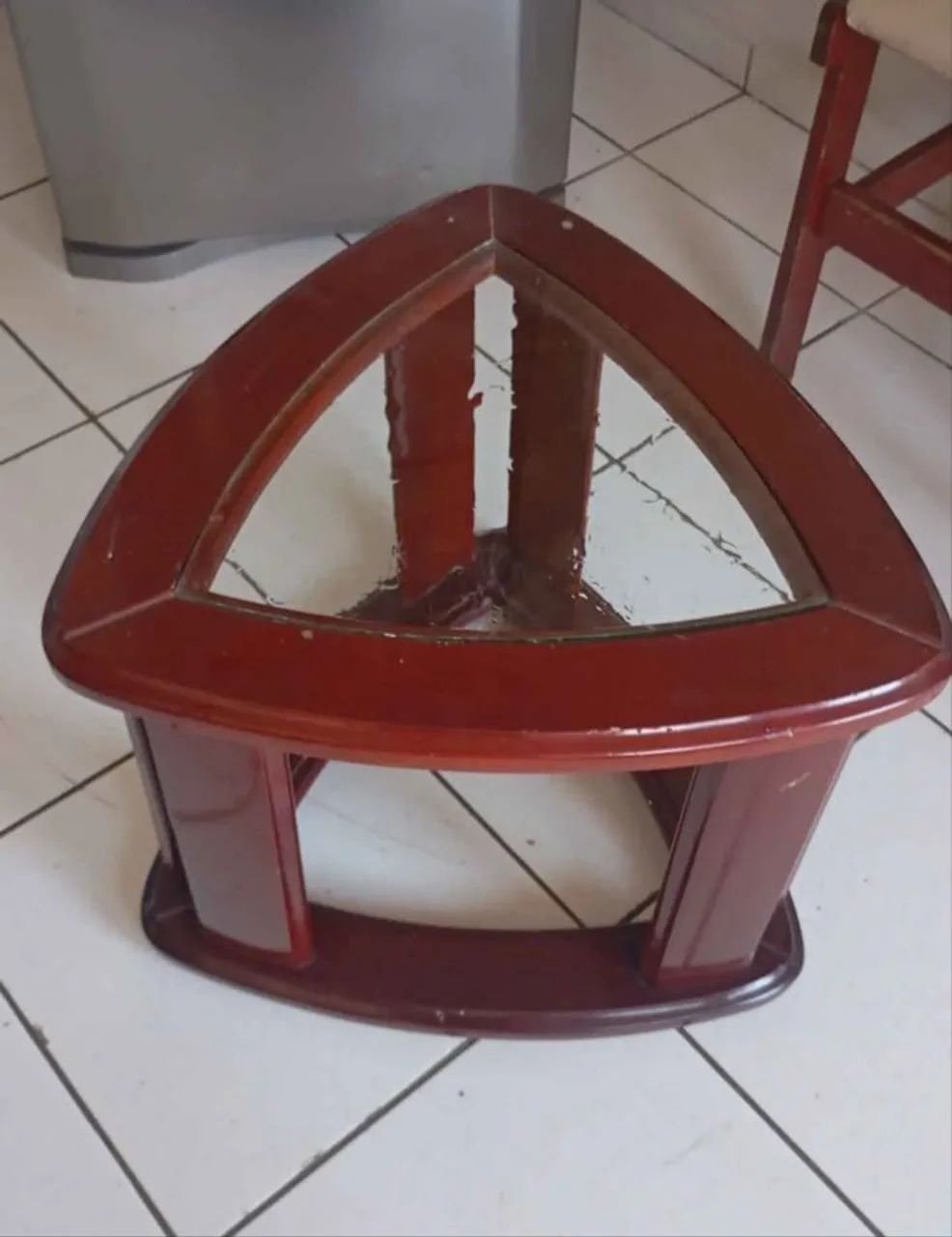 mesa de vidro de canto 