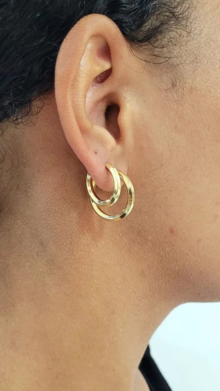 2 0 %  O F F Dupla de Argolas Ouro 18k  - Foto 2