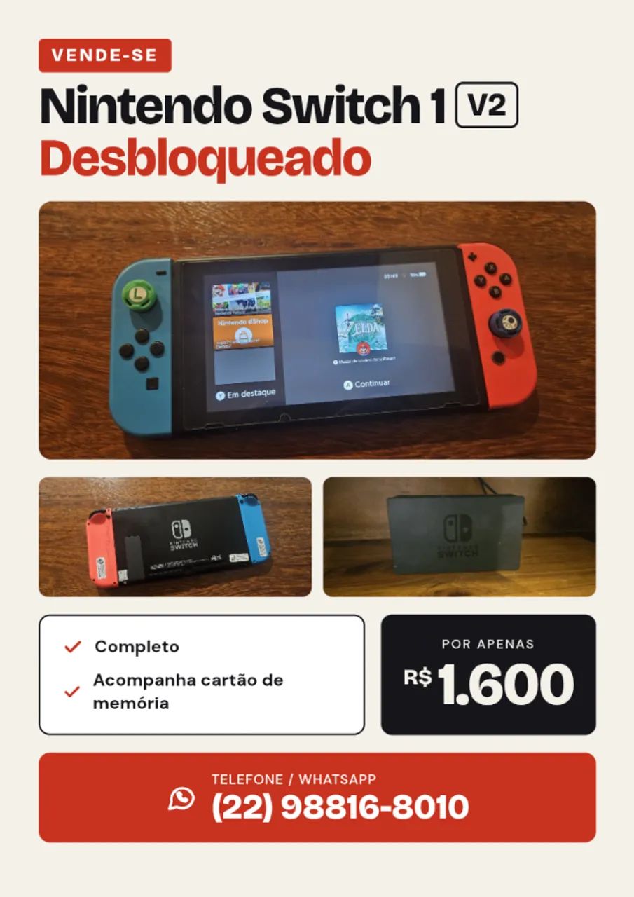 Nintendo Switch 1 v2 Desbloqueado