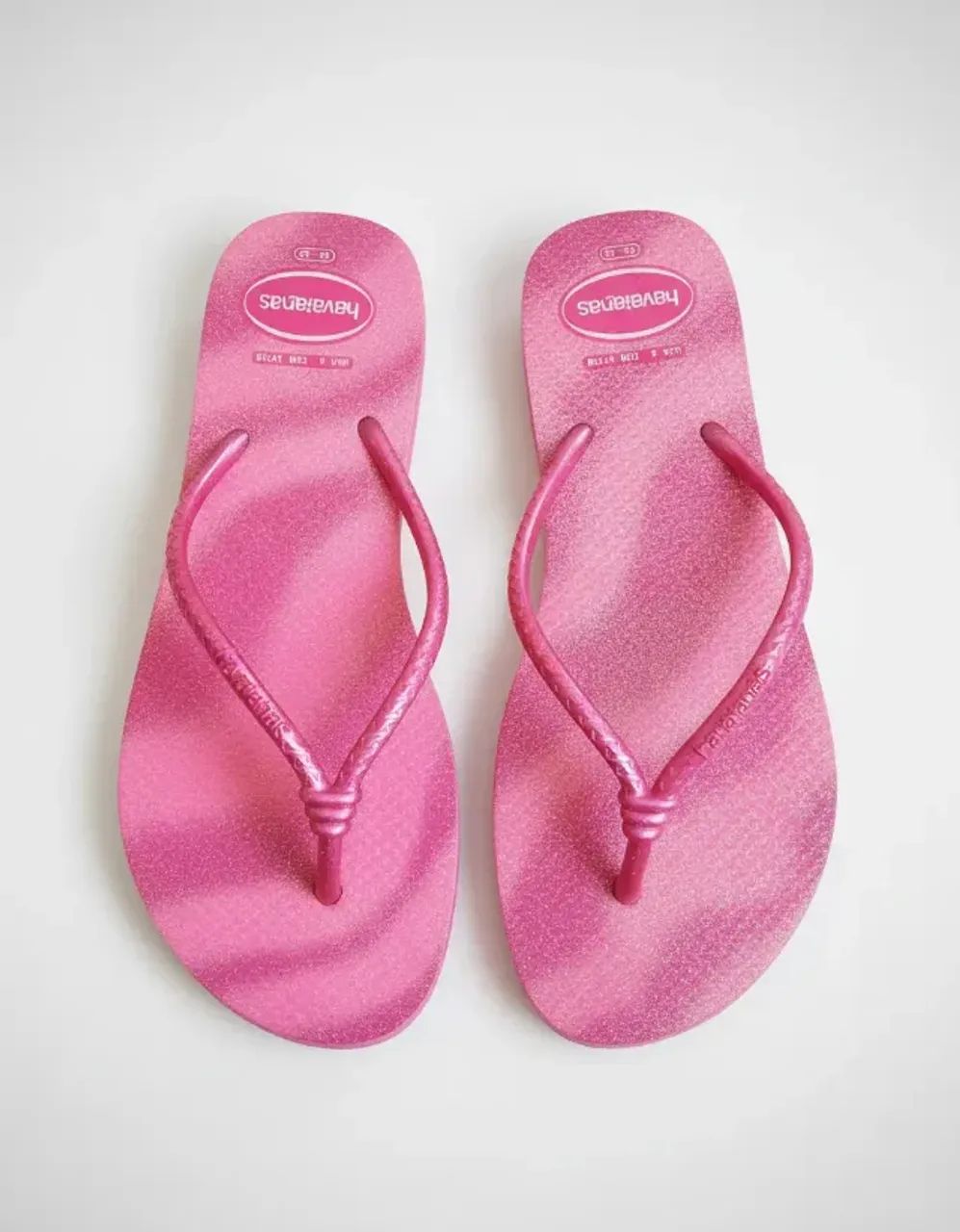 chinelo feminino havaianas rosa com brilho - Foto 5
