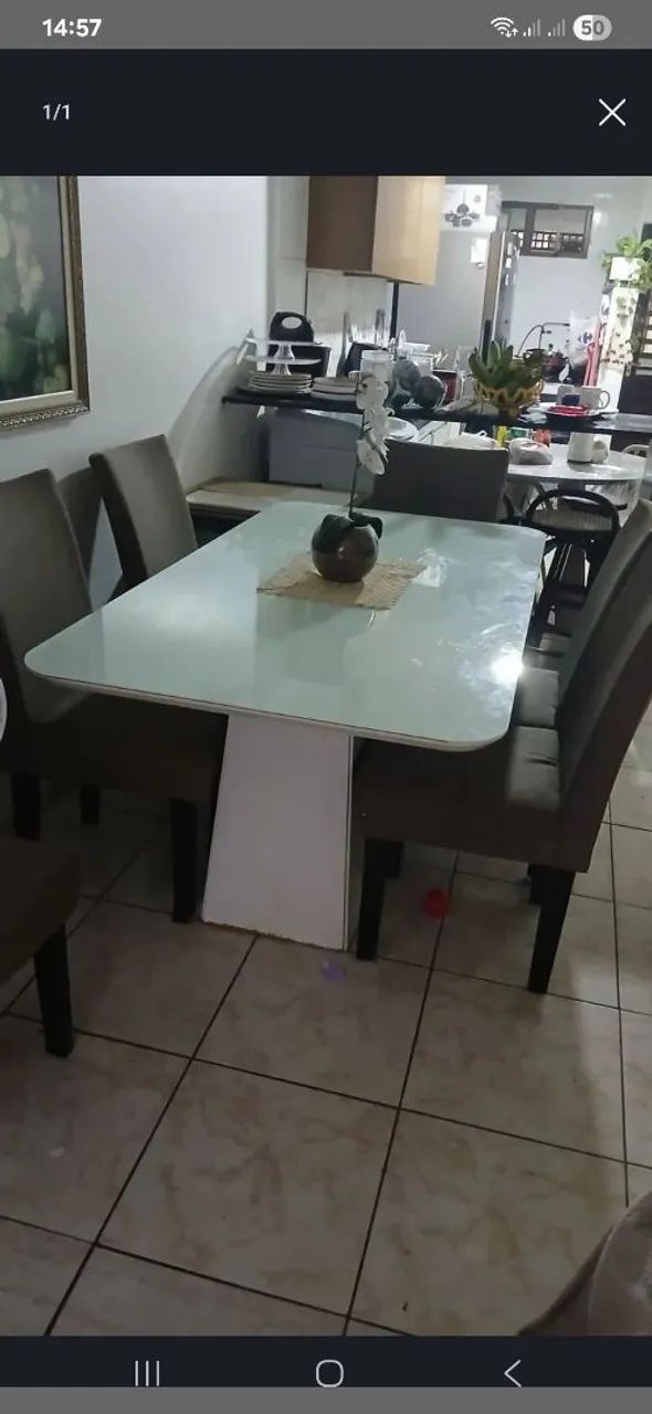 Mesa laqueada 6 cadeiras