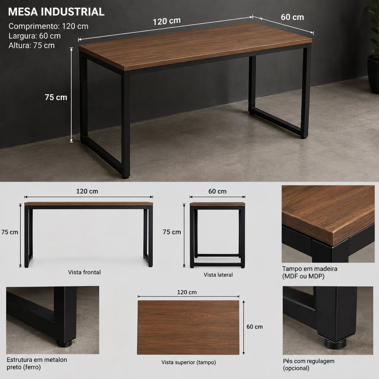 Mesa home office 120c 60l 70a