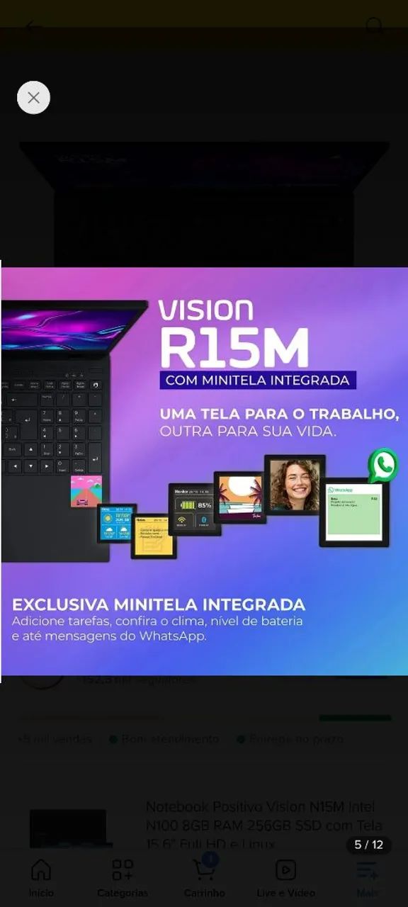Netbook Positivo Vison R15 com reizen 7  - Foto 5