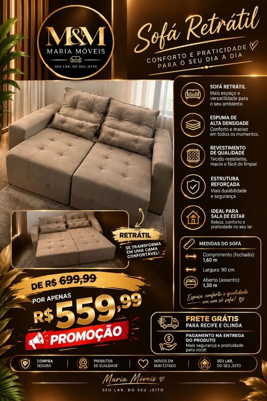 Sofá retrátil Premium