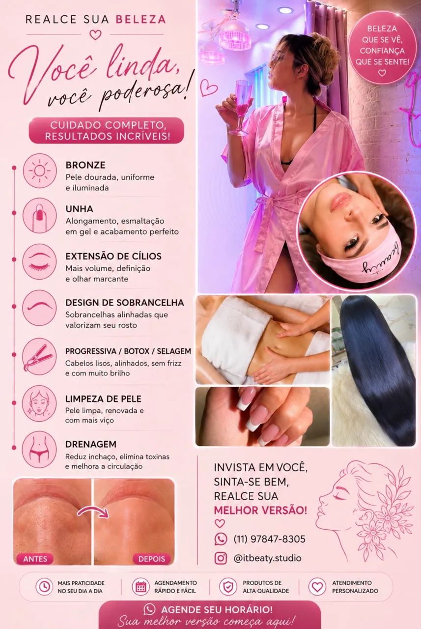 Cílios | Sobrancelhas | Nails | Estética facial e corporal | Bronzeamento | Cabelo 