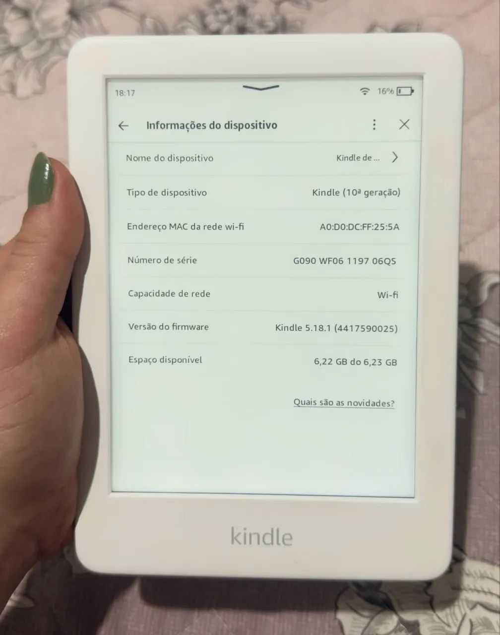 Kindle 10ª geração branco