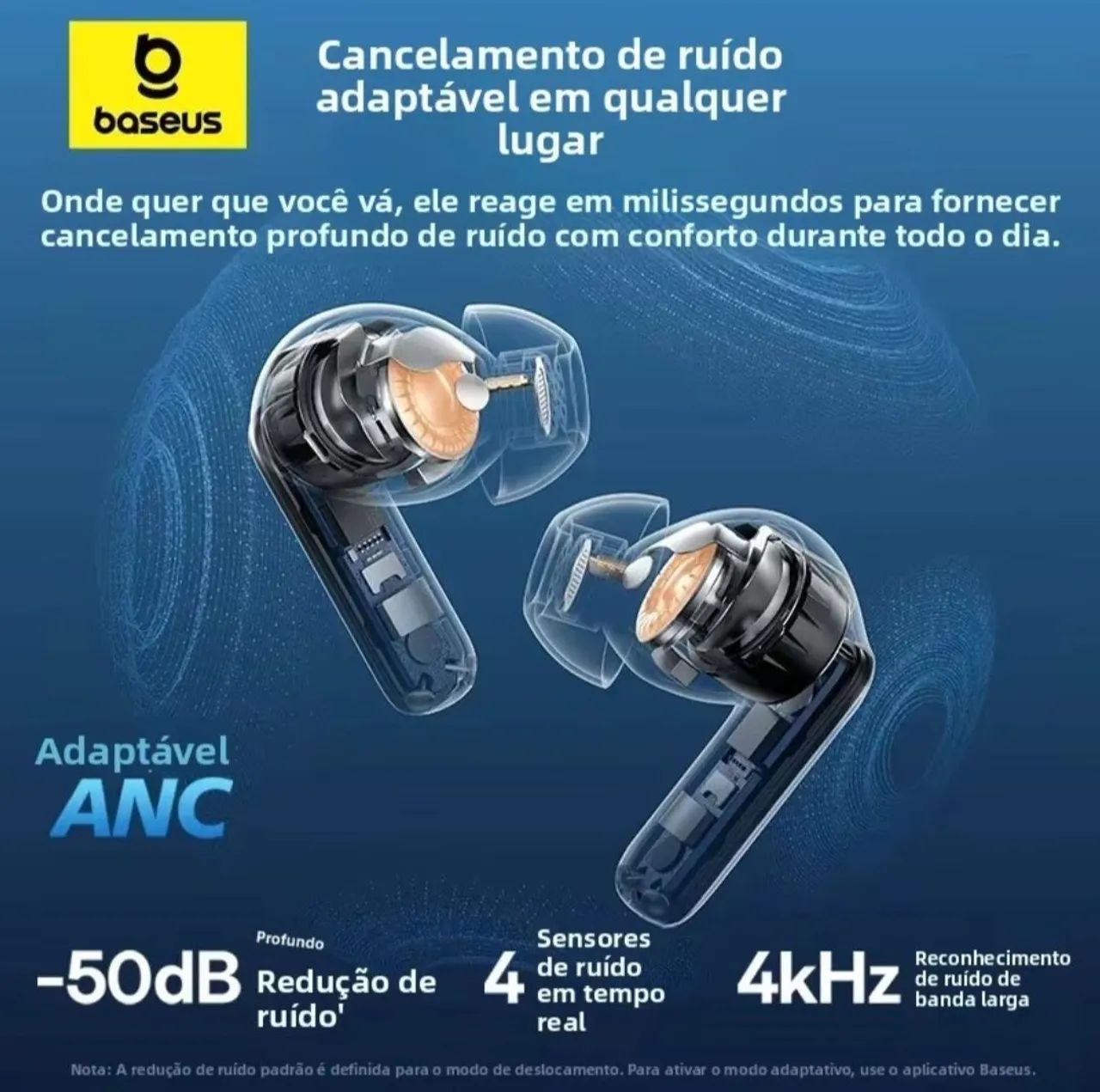 Fone Bluetooth Baseus Bass Ep10 Pro Com Anc - Foto 4