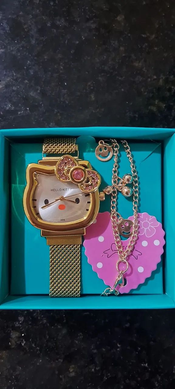 Relógio feminino Hello Kitty com pulseira  - Foto 4