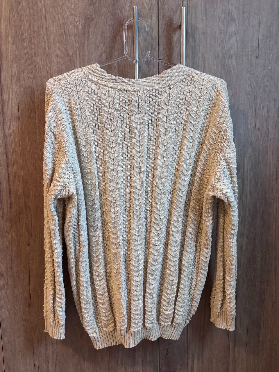 Casaco de tricot bege - Foto 4